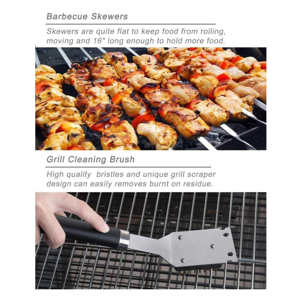 Axooms 19-Piece Stainless Steel BBQ Tool Set with Aluminum Case – Complete Grilling Utensils for Outdoor/Indoor Cooking, Camping & Travel