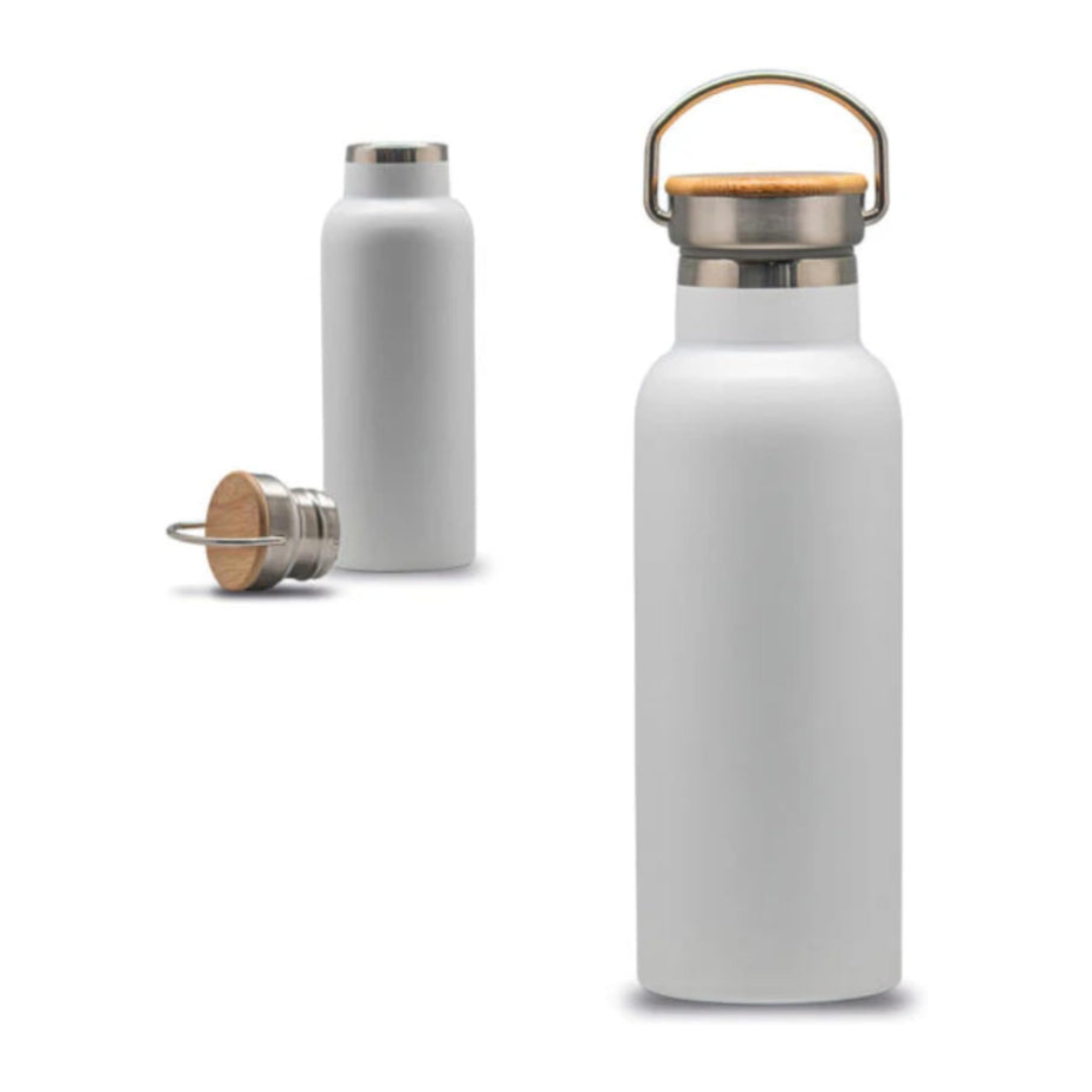Axooms 500 ml Stainless Steel Water Bottle – 18/8, BPA-Free, Leak-Proof Ring Handle (White)