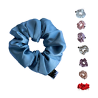 Axooms Large Silk Hair Scrunchies – 2-Pack Jumbo Satin Elastics, No-Pull Hair Ties for Thick & Thin Hair (Ponytails, Buns & Braids)