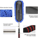 Axooms Car Duster and Water-Absorbent Chenille Car Wash Brush, Interior & Exterior Cleaning Kit with Extendable Handle, Blue
