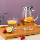 Axooms Clear Glass Pitcher 1.5L (1.4L Capacity) with Removable Lid – Hot & Cold Beverages, Easy to Clean, Borosilicate Heat-Resistant for Tea, Coffee, Milk, Juice & More