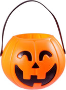 Axooms Halloween Pumpkin Buckets, Jack-O-Lantern Candy Holder with Handle, Small Pumpkin Pails for Halloween Party Gifts & Decorations, 6.6" × 5.5" (1 Piece, Orange) (Mad Orange)
