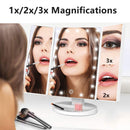 Axooms Tri-Fold LED Vanity Mirror, 1X/2X/3X Magnification, 21 Lights, Touch Control, 180° Rotation