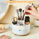 Axooms 360° Rotating Makeup Organizer, 5-Compartment Makeup Brush Holder for Bedroom and Bathroom Vanities, Office Stationery Storage and Desktop Pen Holder, Black