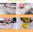 Axooms Deep Frying Pot, 304 Stainless Steel with Temperature Control and Japanese-Style Lid, Non-Coated Tempura Fryer 9.4 Inch Diameter