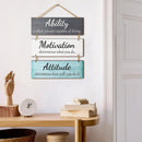 Axooms Wooden Wall Hanging Signs - Rustic Office Wall Decor, Motivational Wall Plaques with Inspirational Quotes for Wall, Bathroom & Home Decor (Fresh, Set of 3)
