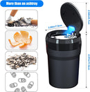 Axooms Car Ashtray with Lid, Stainless Steel Smokeless Portable Detachable Windproof Ashtray, Fits Car Cup Holders (Black)