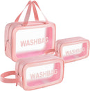 Axooms Transparent Travel Cosmetic Bag Set, 3 Pieces, Clear Toiletry Bags for Women and Girls