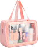 Axooms Clear Travel Makeup Bag Set, 3 Pieces, Pink