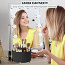 Axooms 360° Rotating Makeup Organizer, 5-Compartment Makeup Brush Holder for Bedroom and Bathroom Vanities, Office Stationery Storage and Desktop Pen Holder, Black