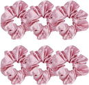 Axooms 6-Piece Satin Silk Scrunchie Set, Soft Ponytail Holders for Women and Girls, 4.3-Inch Pink Hair Ties