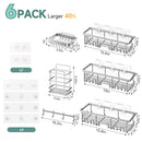 Veken Shower Caddy 6-Pack, Bathroom Organizers and Storage Shelves, Black | Advanced Rustproof Design, Large Capacity, No Drilling, Adhesive Rack with Soap Holder, Wall-Mounted Kitchen & Home Decor