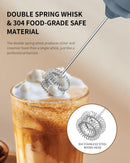 CIRCLE JOY Rechargeable Milk Frother Handheld with Stand, Dual Spring Whisk Head Electric Coffee Frother Foam Maker, Portable Drink Mixer for Cappuccino, Latte, Matcha, Black
