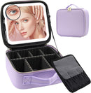 Axooms Travel Makeup Case with LED Mirror, 3 Light Modes, Adjustable Brightness and Removable Dividers