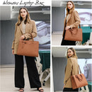 Axooms Women's 15.6-Inch Water-Resistant PU Leather Laptop Tote Bag for Work and Office