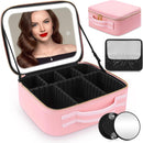 Axooms Travel Makeup Case with LED Mirror, 3 Light Modes, Adjustable Brightness and Removable Dividers