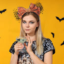 Axooms Orange Pumpkin and Spiderweb Lace Headband, Festive Halloween Hair Accessory for Women
