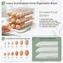 Axooms Stackable 2-Layer Egg Holder for Refrigerator – Auto-Rolling Organizer, Clear Plastic Storage with Lid, Large Capacity Egg Dispenser