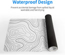 Axooms XL White Topographic Contour Gaming Mouse Pad, Extended Desk Mat with Non-Slip Rubber Base and Stitched Edges