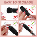 Axooms 4-in-1 Retractable Makeup Brush Set, Portable Travel Powder, Highlighter, Eyeshadow, and Lip Brushes, Pink