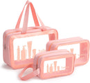 Axooms Clear Travel Makeup Bag Set, 3 Pieces, Pink