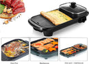 Axooms 2-in-1 Electric Grill & Hot Pot with Non-Stick Surface | Korean BBQ Grill with Glass Lid | 1350W | 53cm x 27cm