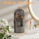 Axooms 360° Rotating Makeup Brush Holder with Sliding Dust Cover, Clear Dust-Resistant Organizer for Vanity and Bathroom, Gray