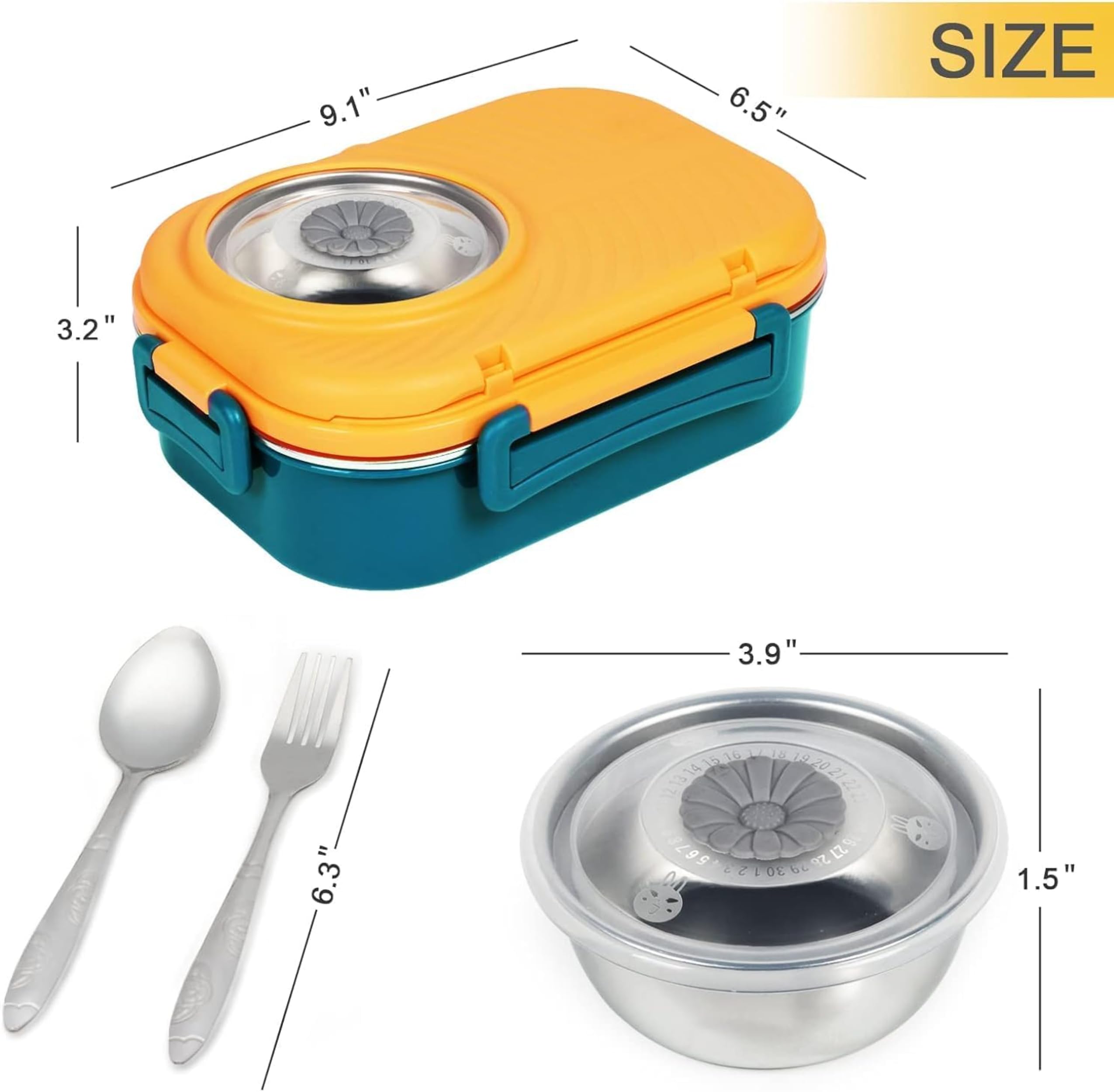 Axooms Stainless Steel Bento Lunch Box (1000 ml) – 3-Compartment, Leak-Proof with Sauce Bowl, Fork & Spoon | Stackable, BPA-Free, Dishwasher Safe