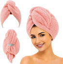 Axooms Microfibre Hair Towel Wrap, 100x60cm Grey Waffle Hair Turban, Super Absorbent Quick Dry Hair Wrap Towel, Anti-Frizz Soft Microfibre Towel for Women Girls Curly Long Thick Wet Hair