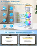 Axooms 4000mAh Double-Ended Spray Fan, Cool Air, 3 New Speeds 2025, USB-C Rechargeable with LED Light Cooler, Touch & Remote Control, 280ml Water Tank, Ice Fill (White)