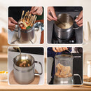 Axooms Stainless Steel Deep Frying Pot 68oz – Large Capacity Multi-Use Oil Filter Pot, Durable Grease Container, Multi-Function Kitchen & Camping Fryer (50oz/1.5L)