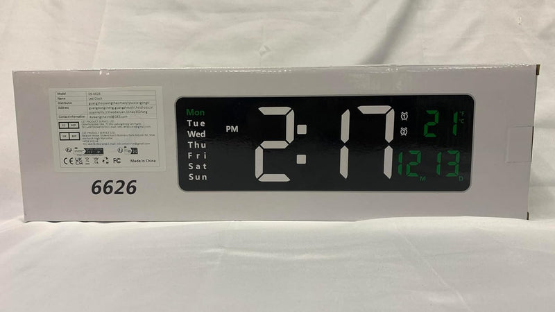 Large Digital Wall Clock with Remote Control - 16"