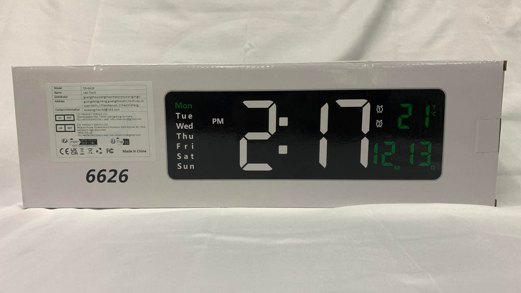 Large Digital Wall Clock with Remote Control - 16"