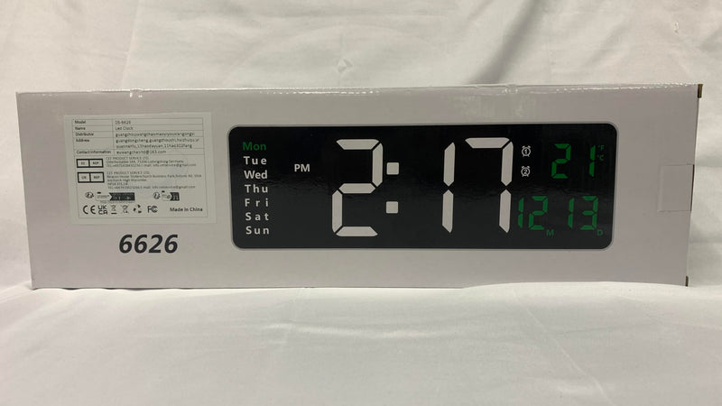 Large Digital Wall Clock with Remote Control - 16"