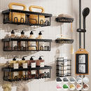 Veken Shower Caddy 6-Pack, Bathroom Organizers and Storage Shelves, Black | Advanced Rustproof Design, Large Capacity, No Drilling, Adhesive Rack with Soap Holder, Wall-Mounted Kitchen & Home Decor