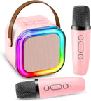 Anliuanliu Karaoke Machine for Kids & Adults - Portable Bluetooth Karaoke Speaker with 2 Wireless Microphones, Birthday Gifts for Boys & Girls Ages 3-12+ (Pink)