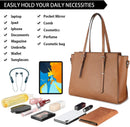 Axooms Women's Large PU Leather Tote Bag, 15.6-Inch Laptop Handbag for Classes