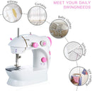 Axooms Adjustable Mini Sewing Machine with Dual Speed, Double Thread, Portable Electric Multi-Function with LED Lights & Foot Pedal for Home Use, Travel, Beginners & DIY Face Masks