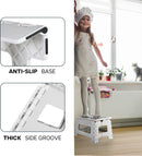 Axooms 16 Inch Heavy Duty Folding Step Stool | Non-Slip Foldable Footstool for Toddlers, Children & Adults | Portable, Lightweight Plastic Footstep w/Carrying Handle for Indoor or Outdoor (White)