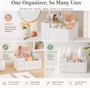 Axooms Large Countertop Makeup Organizer with Drawers for Cosmetics, Skincare, Brushes, Jewelry, and Perfume, White