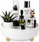 Axooms 360° Rotating Perfume and Makeup Organizer Tray, Large, Ivory White