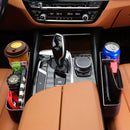 Axooms Multifunctional Car Seat Organizer, Console Side Storage Box with Cup Holder and Two Seat Hooks, Front Seat Car Organizer for Phone and Sunglasses