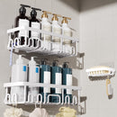 Veken Shower Caddy 6-Pack, Bathroom Organizers and Storage Shelves, Black | Advanced Rustproof Design, Large Capacity, No Drilling, Adhesive Rack with Soap Holder, Wall-Mounted Kitchen & Home Decor