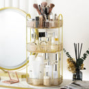 Axooms Three-Tier 360° Rotating Makeup Organizer, Large-Capacity Perfume and Skincare Storage, Yellow