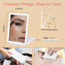 Axooms Rechargeable Makeup Mirror with 72 LEDs, Built-In Magnifying Mirror, 3 Light Colors & Touch-Control Brightness, Foldable Travel Mirror