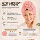 Axooms Microfibre Hair Towel Wrap, 100x60cm Grey Waffle Hair Turban, Super Absorbent Quick Dry Hair Wrap Towel, Anti-Frizz Soft Microfibre Towel for Women Girls Curly Long Thick Wet Hair
