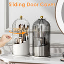 Axooms Makeup Brush Holder with 360-Degree Rotating Cover, Transparent Dustproof Vanity Organizer