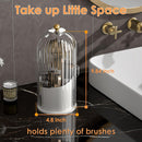 Axooms Makeup Brush Holder with 360-Degree Rotating Cover, Transparent Dustproof Vanity Organizer