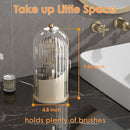 Axooms 360° Rotating Makeup Brush Holder with Sliding Dust Cover, Clear Dust-Resistant Organizer for Vanity and Bathroom, Gray