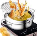Axooms Deep Frying Pot with Temperature Control, 3.4L Stainless Steel, Compatible with Induction and Gas